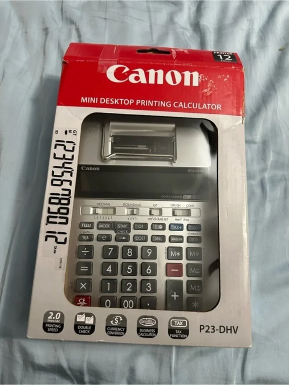 Canon P23-DHV Printing Calculator 12-Digit Desktop Tax Business Calculator w/Box
